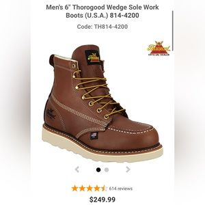 Men's 6" Thorogood Wedge Sole Work Boots (U.S.A.) 814-4200 - Size 10